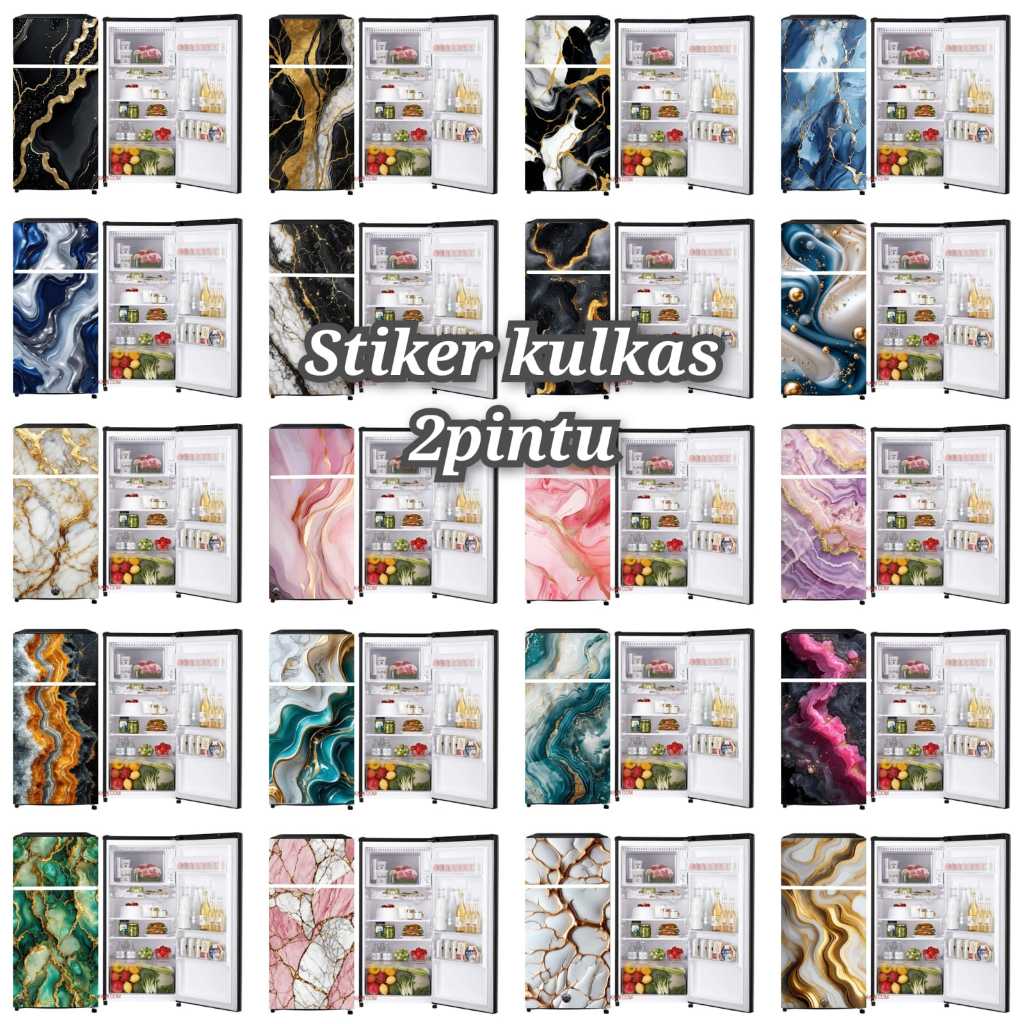 Stiker Kulkas 2 Pintu Terbaru Motif Marmet