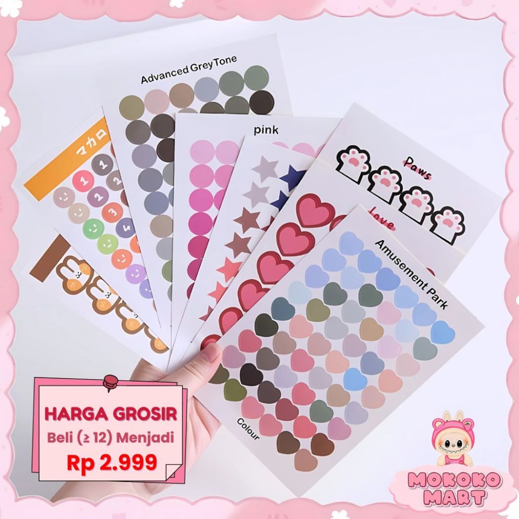 

MM Stiker DIY Aesthetic Nomor Angka Japanese Style Sticker Deco DIY Planner Stiker Dots Love - SD02