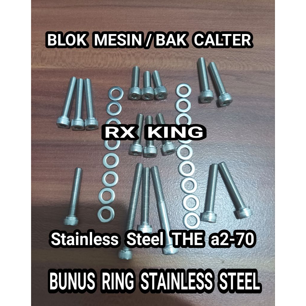baut blok mesin rxking set L stainless rx king stainless