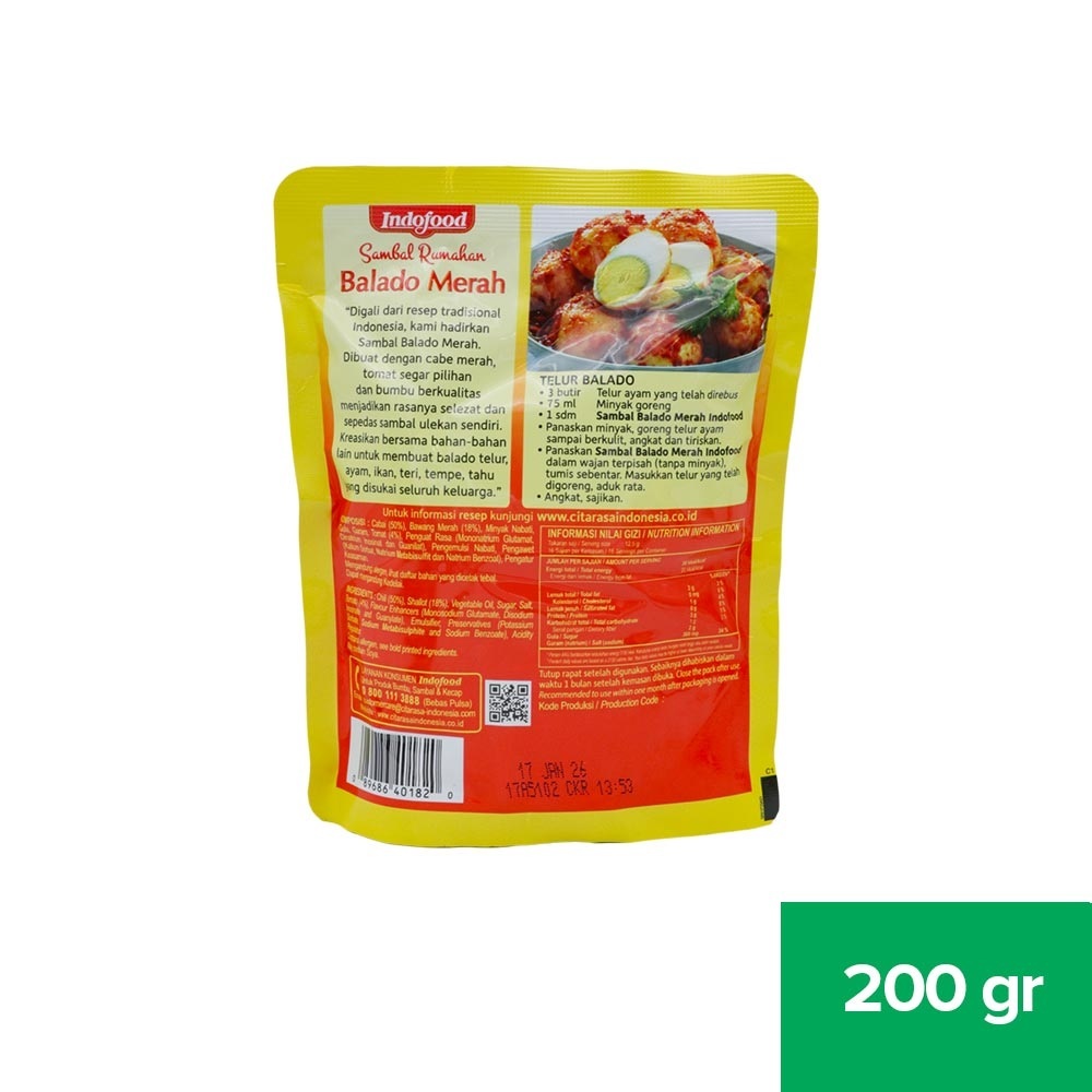 

Indofood Sambal Rumahan Sambal Balado 200g