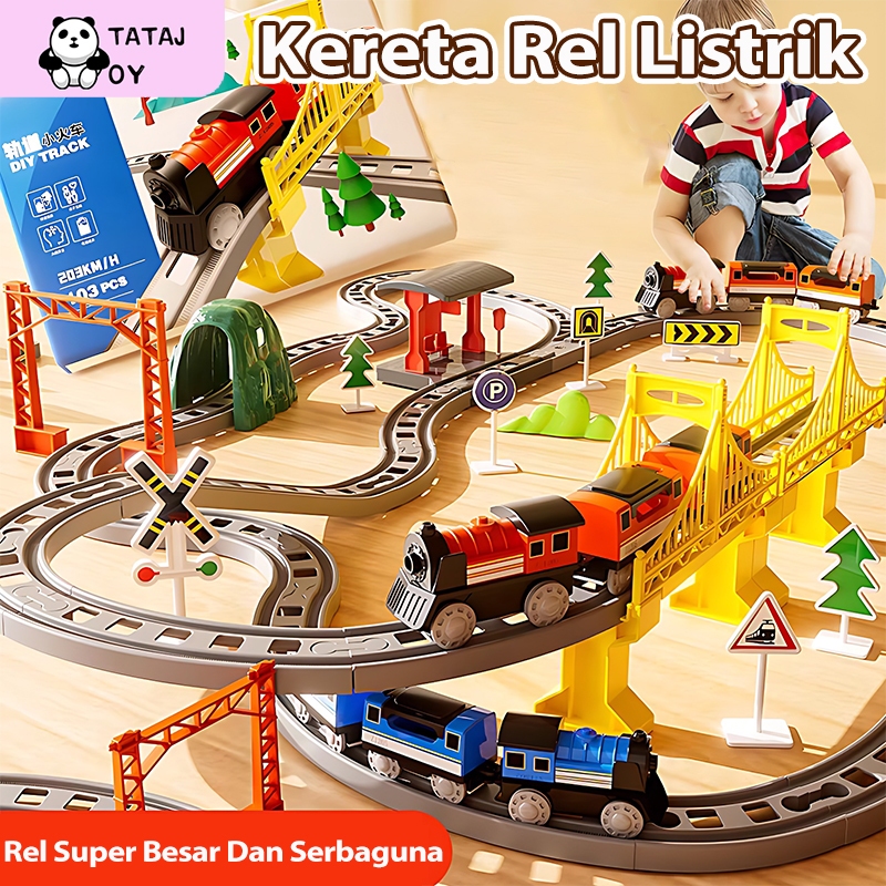 TERLARIS Tatajoy Kereta Api Mainan Rel Panjang Mainan DIY Kereta Rel Listrik Kereta Api Rail King