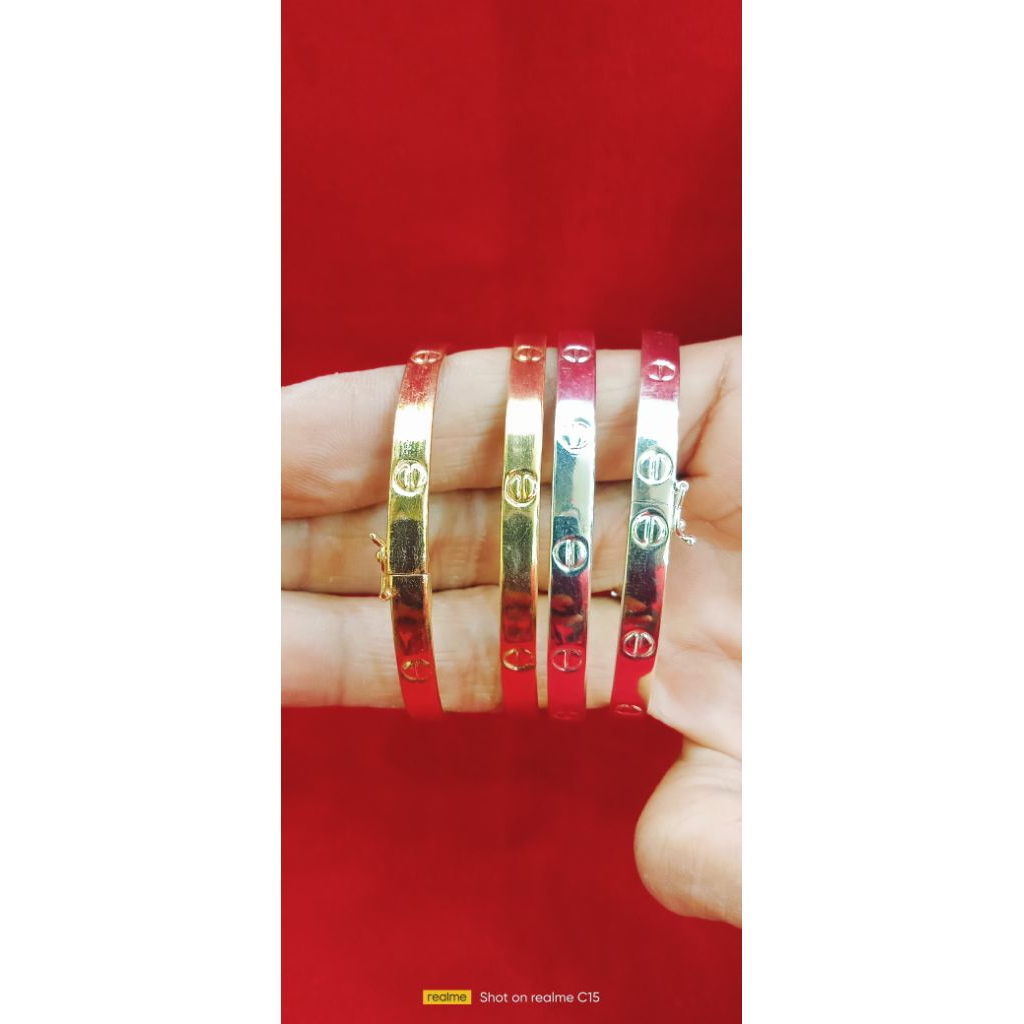 gelang Bangle ukir, asli ( perak 925 )
