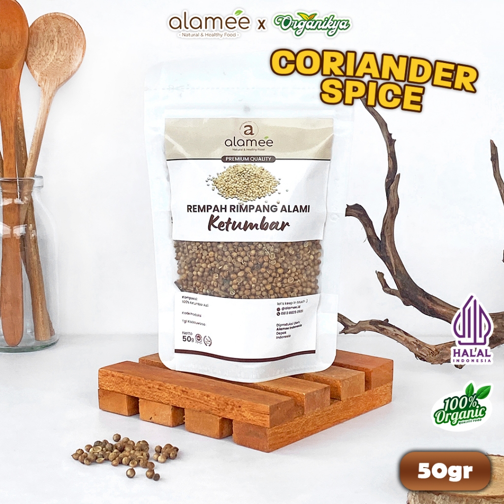 

ALAMEE Ketumbar Organik Coriander Seed Biji Rempah Rimpang Bumbu Seasoning Masak 50gr organikya