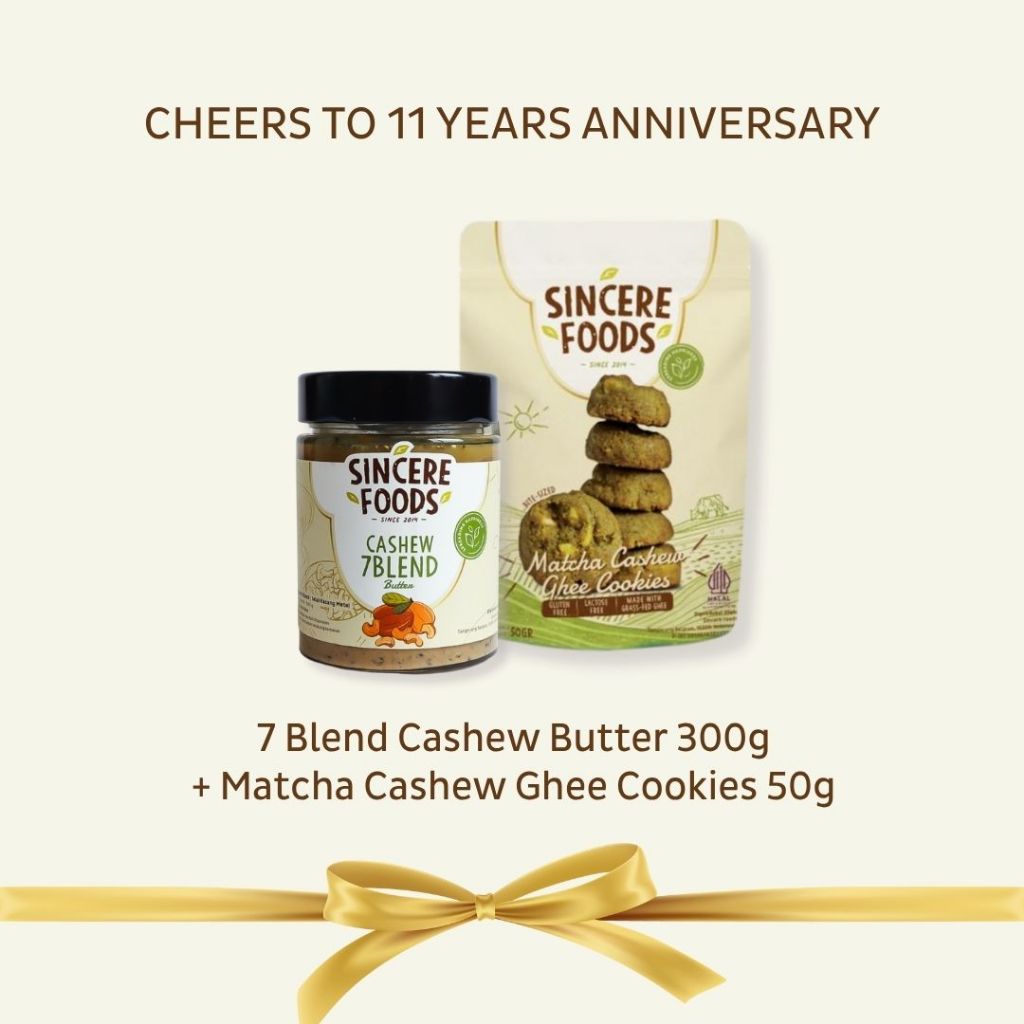 

Sincere Foods Anniversary BUNDLE 7 Blend Cashew Butter & Matcha Cashew Ghee Cookies