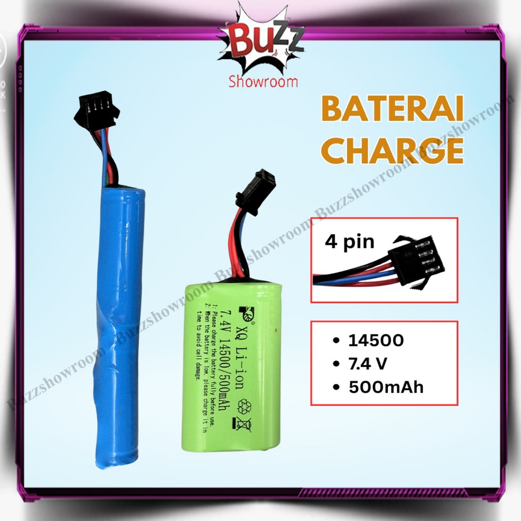 Baterai Charge Li-ion 14500 7.4 V 500mAH Batre RC Mobil Remote Mainan Remot WGB