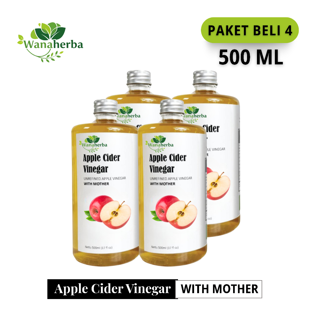 

Wanaherba Cuka Apel With Mother 500 ML Paket 4 Botol
