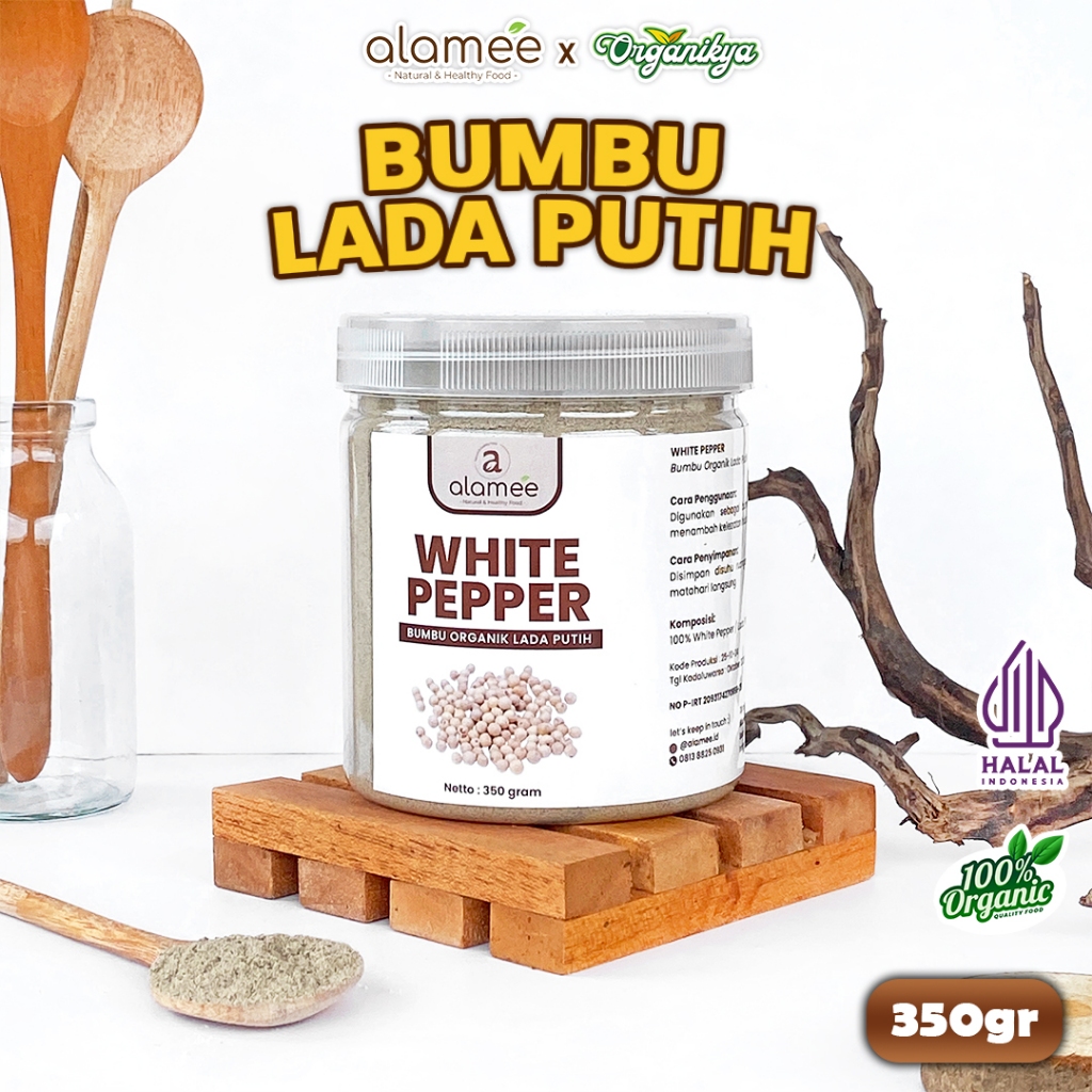 

Lada Putih Bubuk White Pepper Seasoning Powder Merica Whitepepper Bumbu Dapur 350G Instan organikya