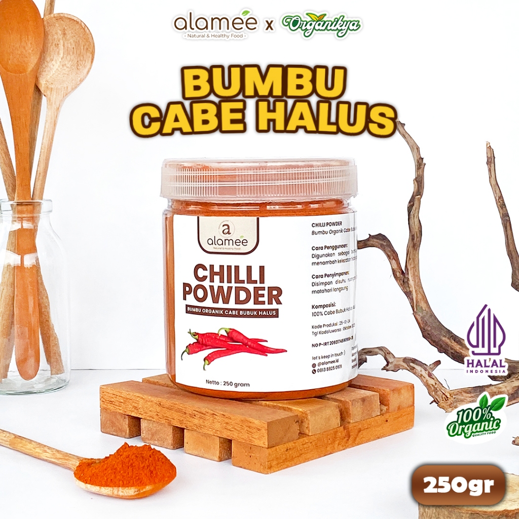 

Bumbu Cabe Cabai Bubuk Kering Halus Pedas Chilli Powder Chili Cabai Rempah Murni Asli 250Gorganikya
