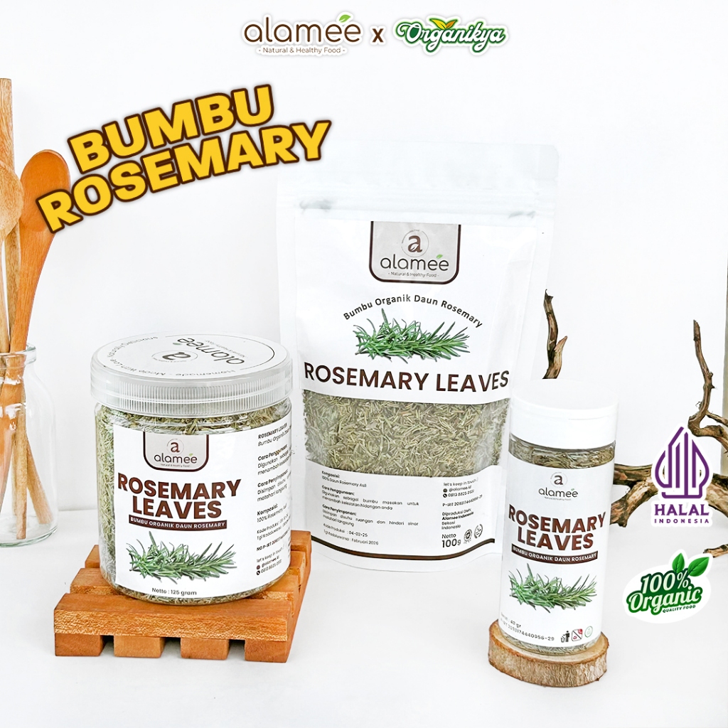 

ALAMEE Daun Rosemary Kering Dried Leaves Garnish Murni Asli Tanpa Campuran Bumbu Dapur organikya
