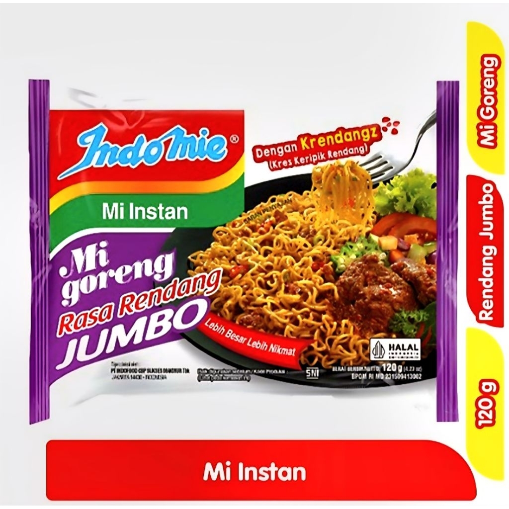 

INDOMIE MI INSTAN GORENG JUMBO RENDANG 120gr