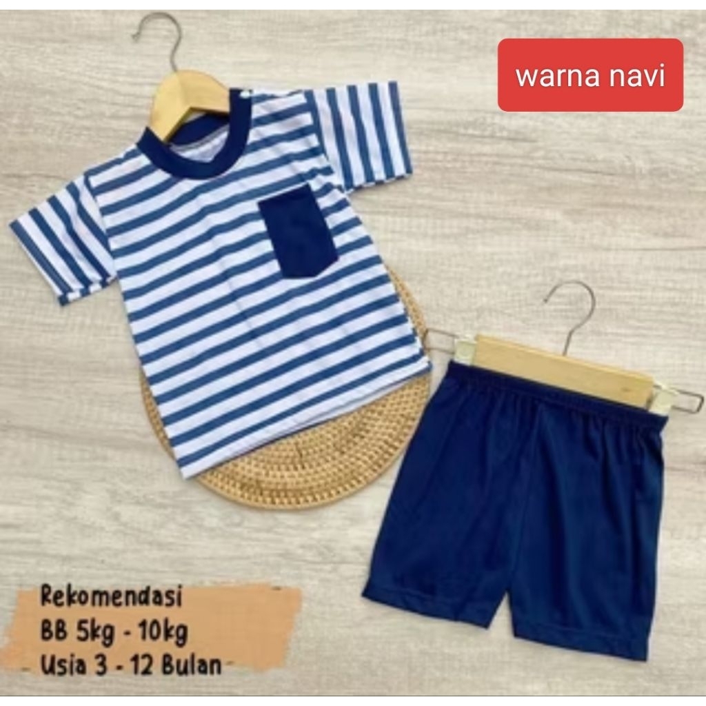 BAJU OBLONG BAYI SET TANGAN PENDEK(USIA 6-12 BULAN)