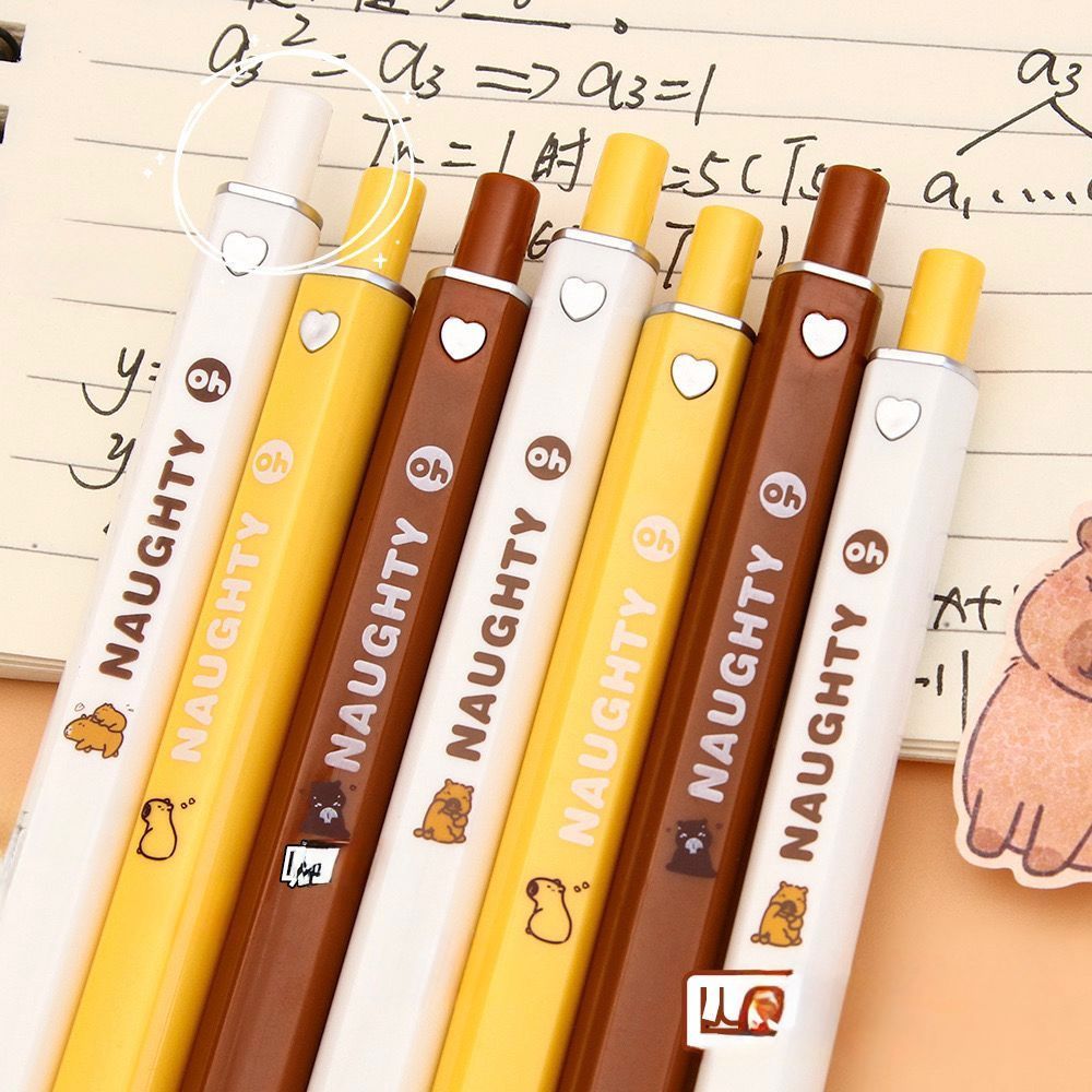 

Gel Pen Set 4in1 Karakter Capybara & Panda 0.5mm Tinta Halus Warna Lucu