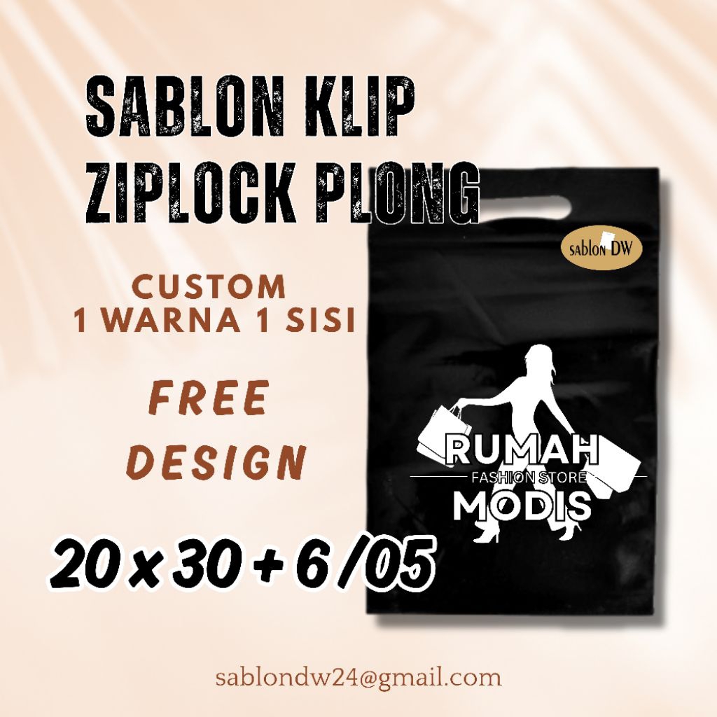

SABLON PLASTIK KLIP CUSTOM ZIPLOCK PLONG 20X30 MINIM 100 PCS