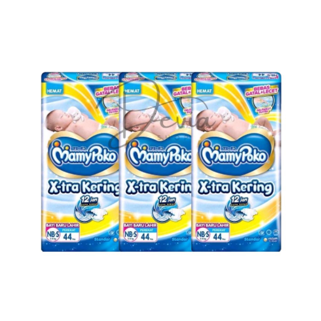 Lebih Hemat (3 ball) Pampers MamyPoko X-tra Kering NB-S / Pampers Tipe Perekat Untuk Baby New Born /