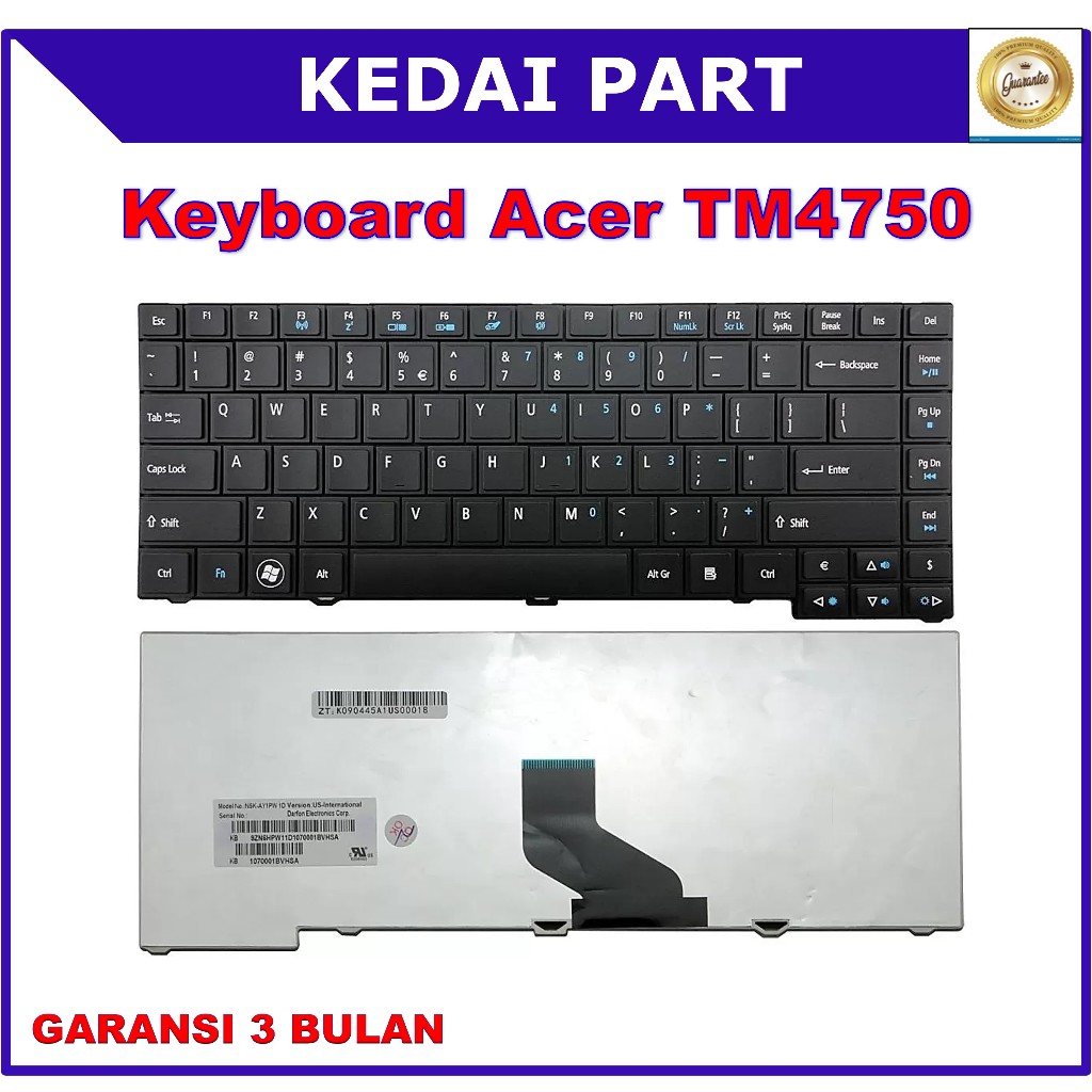 KEYBOARD LAPTOP ACER TRAVELMATE 4750 4750G 4750Z 4750ZG TM4750 HITAM