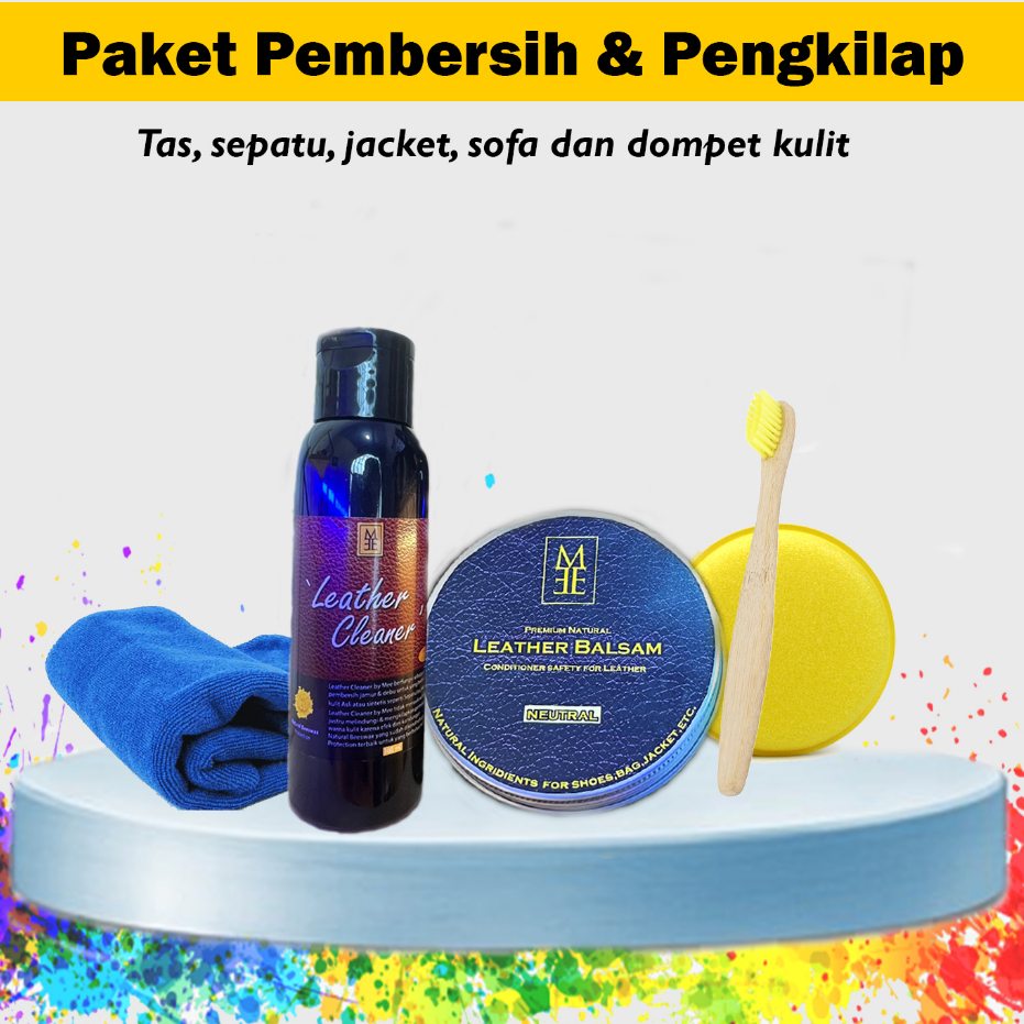 Semir Pembersih Kulit, Paket Semir & Pembersih Sepatu Kulit, Tas, Jacket, Sofa dan Dompet Kulit Meec