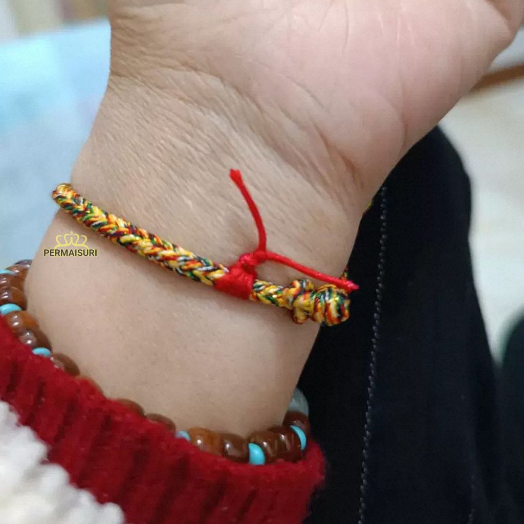 Gelang Tibet Asli Original Tali Giok Balutan Benang Merah