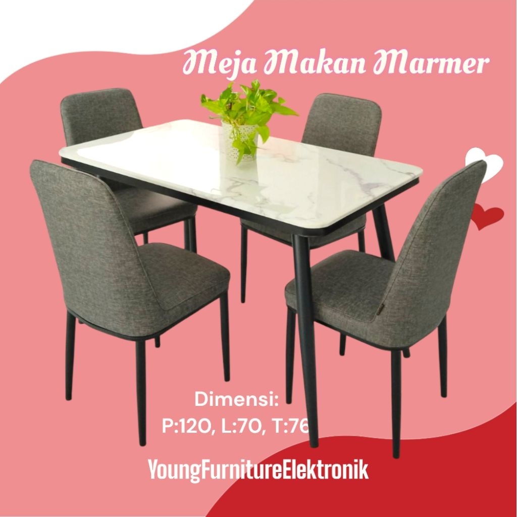 Meja Makan Marmer Importa 4 kursi