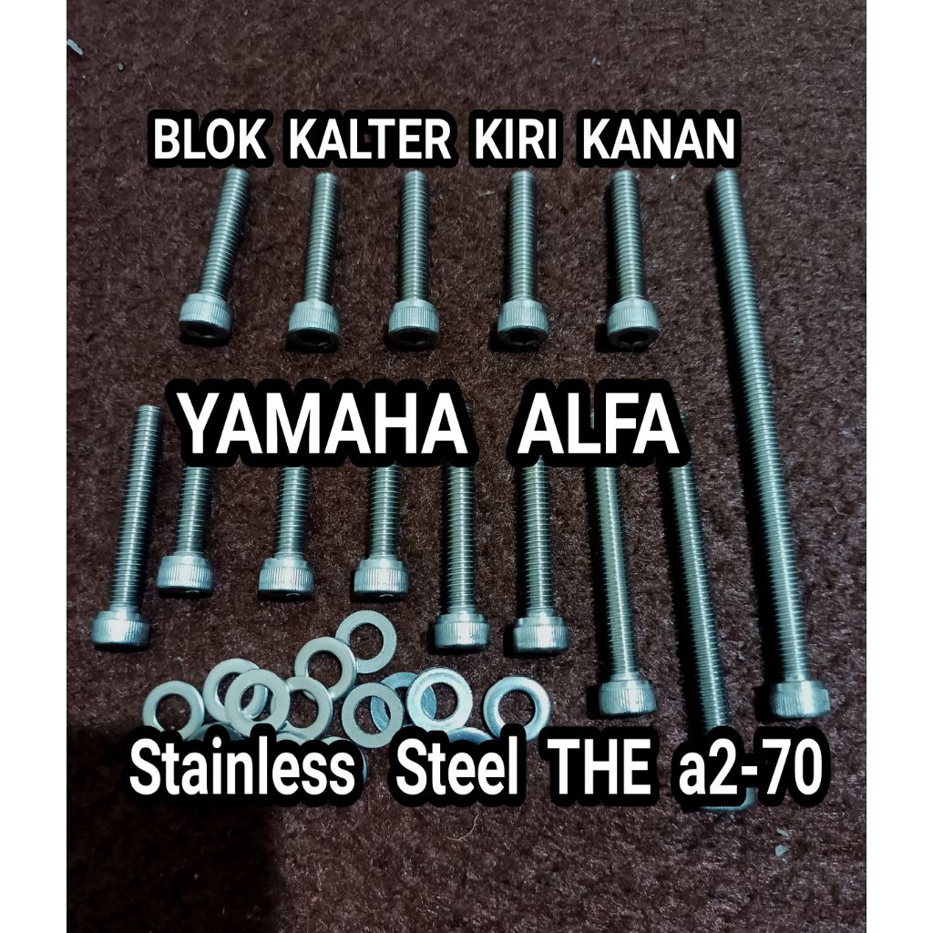 Baut Blok Bak Mesin Set YAMAHA Alfa Stainless L
