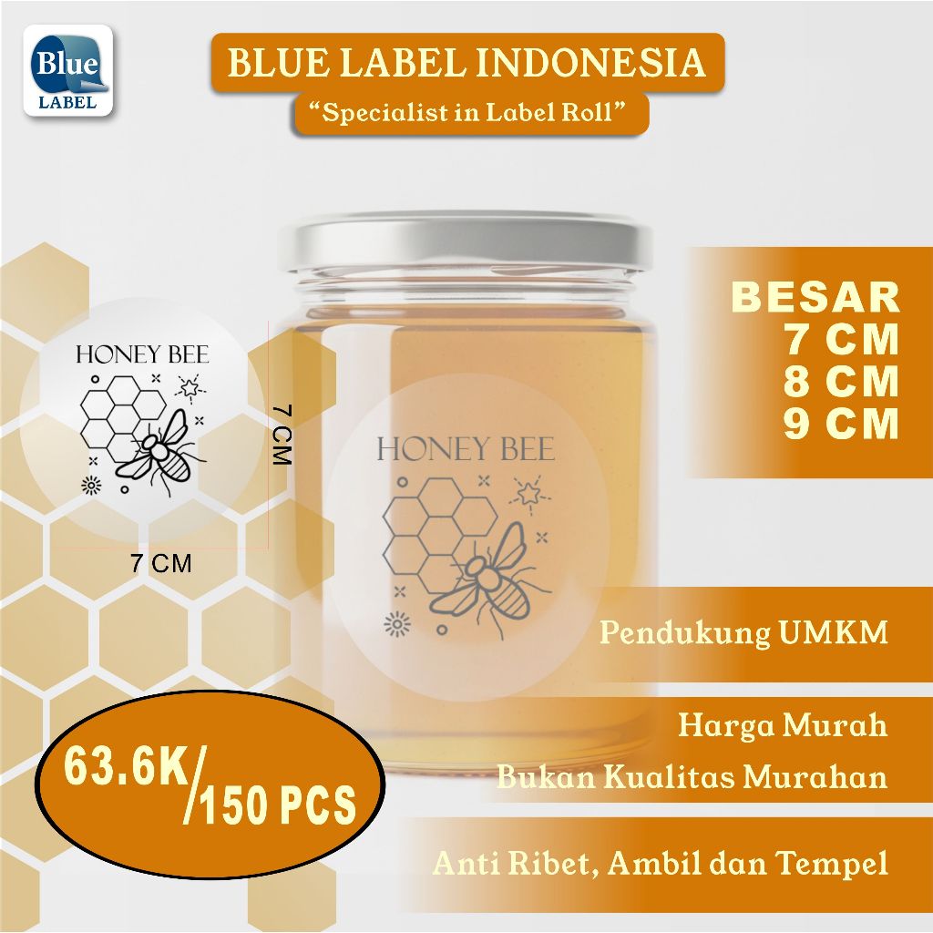 

Blue Label Stiker Custom Paket L 150 | Ukuran 7 cm - 8 cm - 9 cm