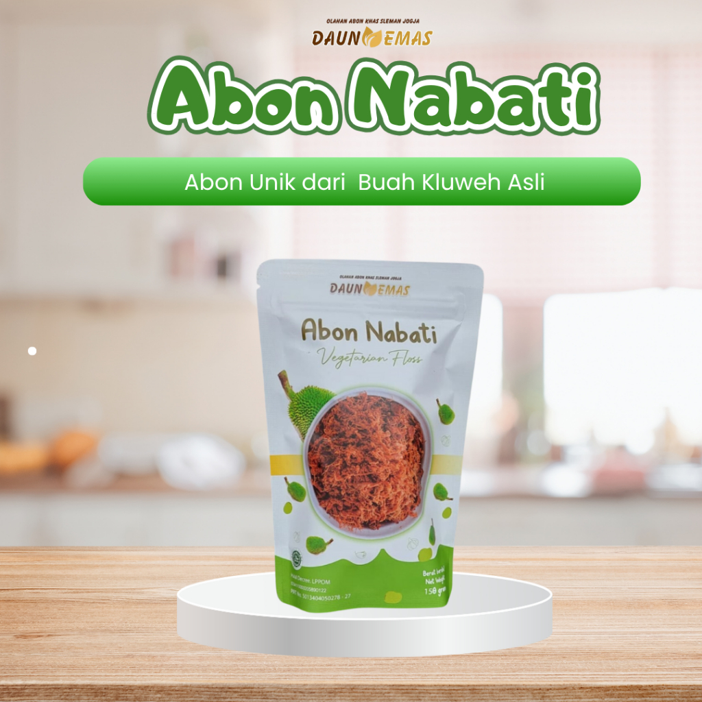 

Abon Nabati Bahan Buah Kluweh Sehat Alami Halal Non MSG Daun Emas Single Pack