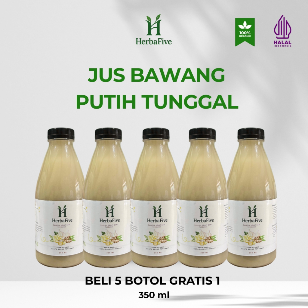 

Herbafive Jus Bawang Putih Tunggal 350ml Paket Bundling Beli 5 Gratis 1