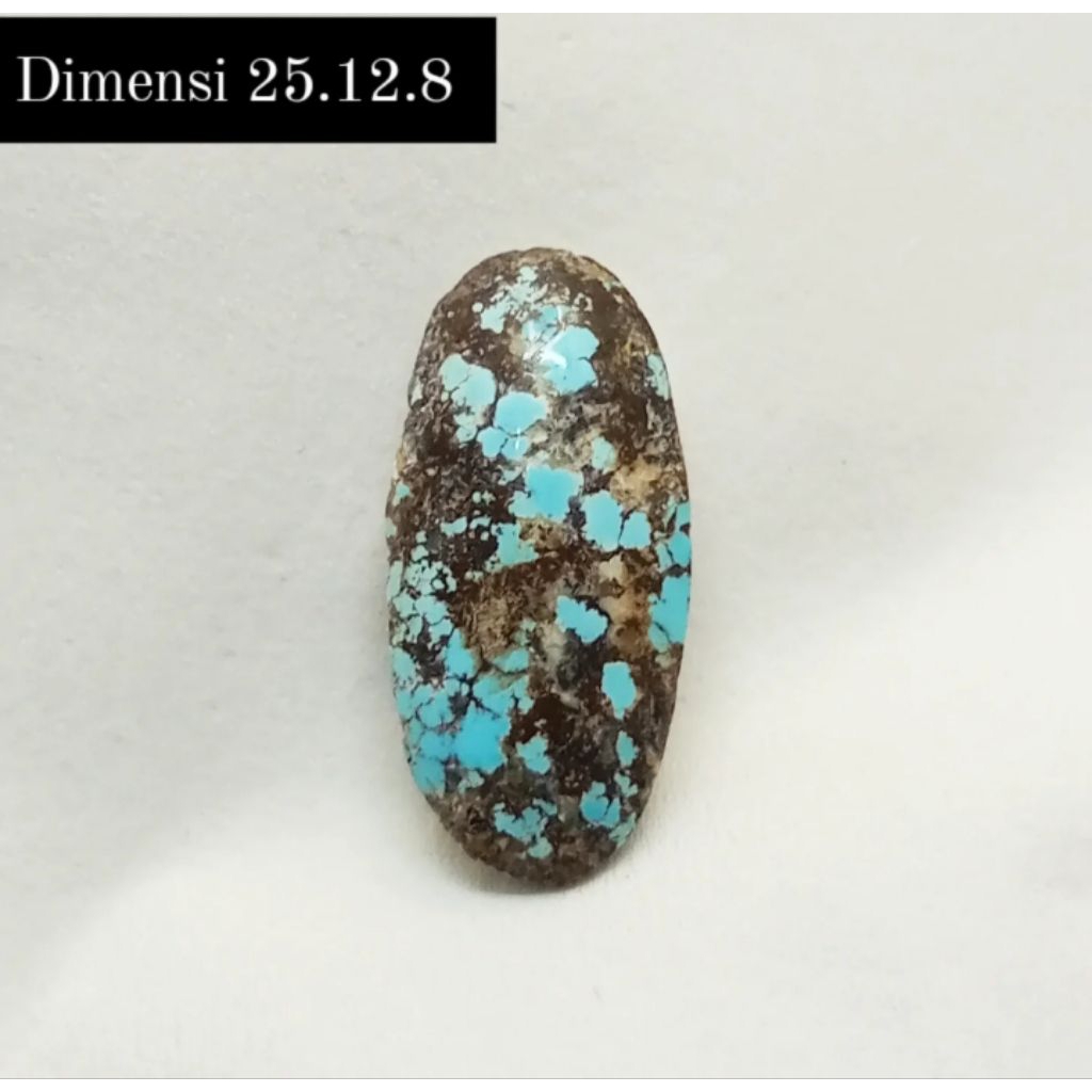 Natural Batu Pirus Persia Biru Toska Urat Hitam Lawasan