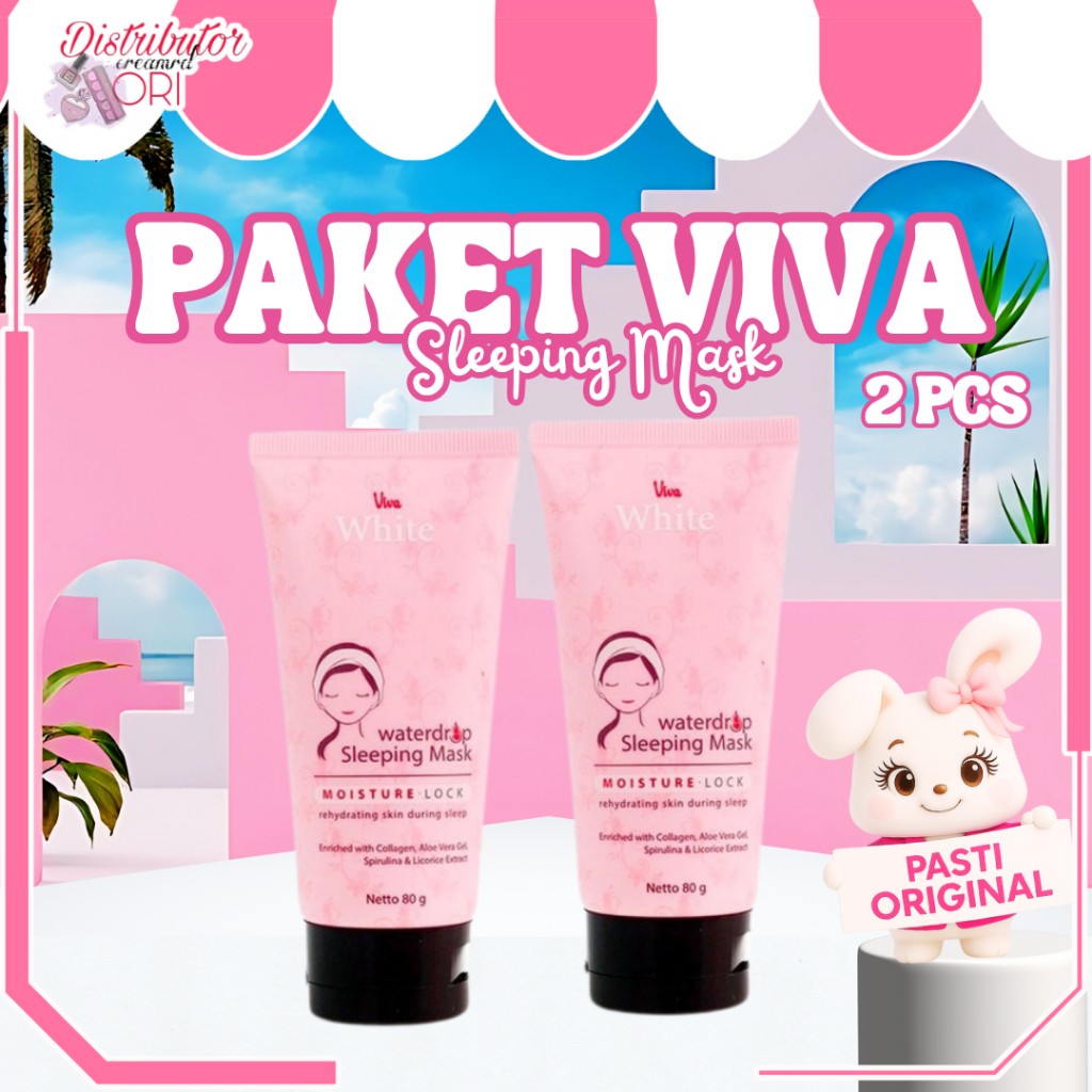 [Paket ISI 2] Viva BUNDLE BUNDLING HEMAT White Waterdrop Sleeping Mask with Collagen, Aloe Vera Gel,