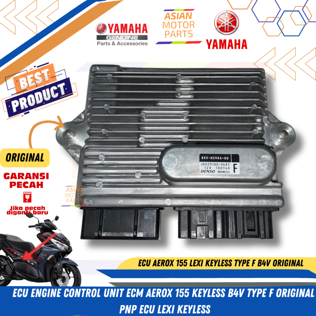 ECU ECM AEROX 155 VVA Type F ABS KEYLESS REMOT B4V-H594A-00 PNP YAMAHA LEXI KEYLESS 2019