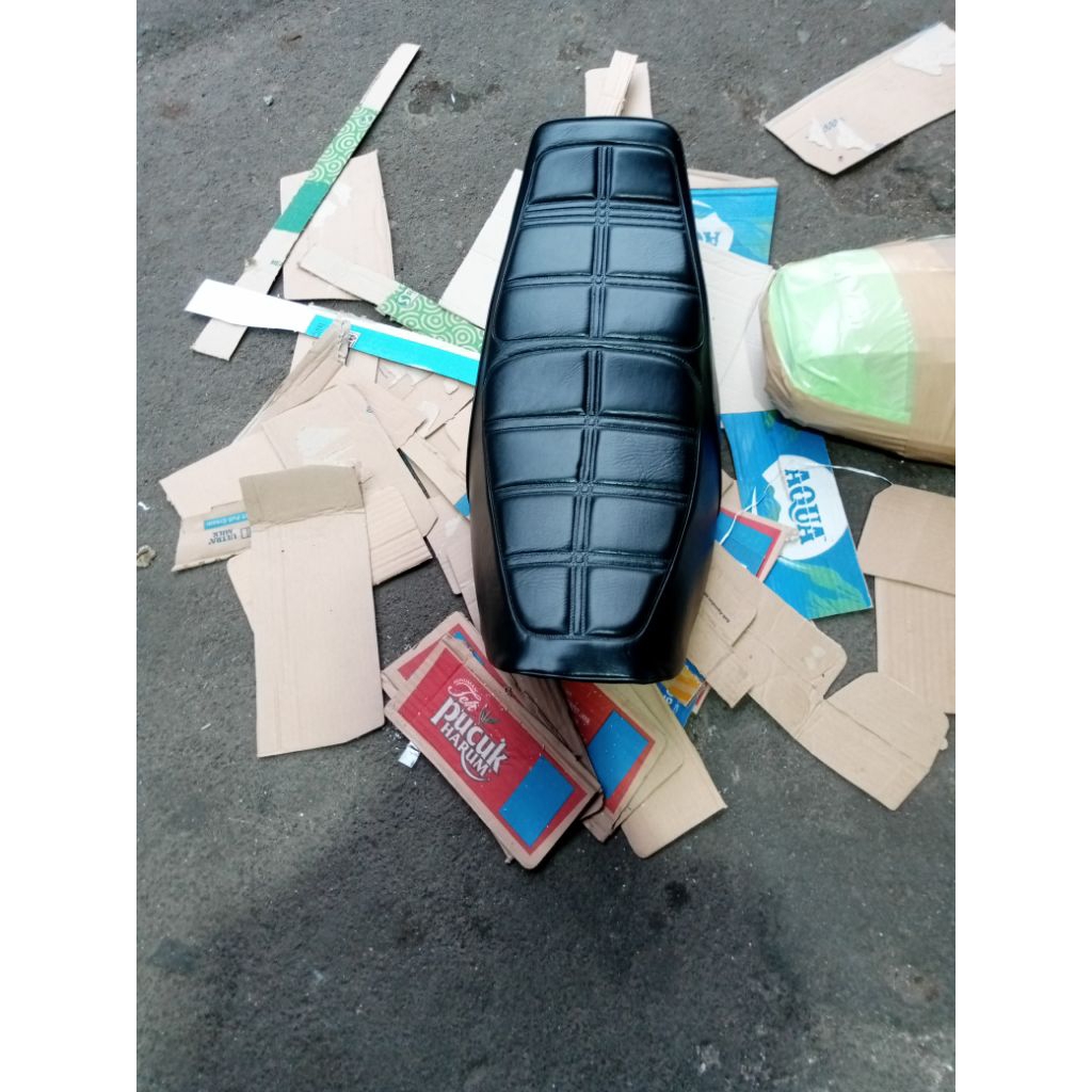 Jok rx king cobra fiber Putih timbul glosi