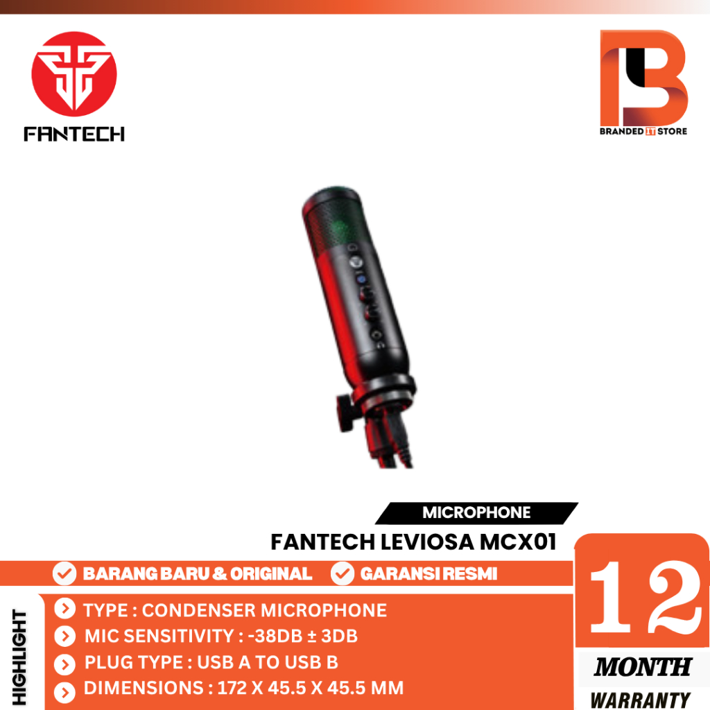 FANTECH Leviosa MCX01 MCX-01 MCX-01 Mic Condenser USB - GARANSI RESMI - Leviosa