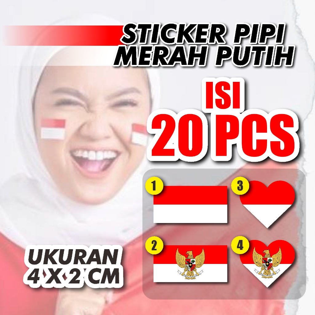 

ISI 20 PCS Stiker Pipi Bendera Indonesia isi 20 Lembar Sticker Merah Putih Garuda Pancasila Garuda Indonesia Love