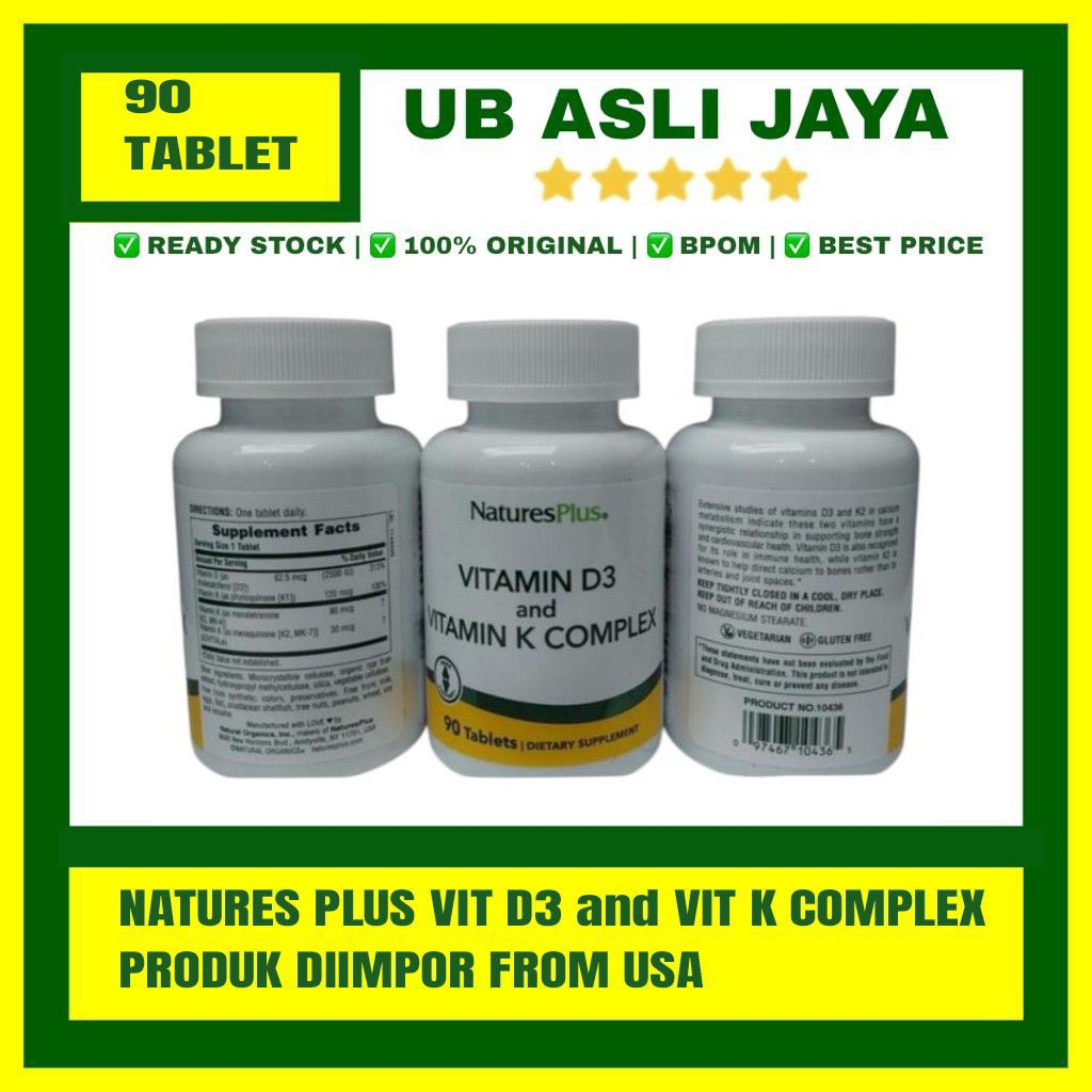 Natures Plus Vitamin D3 2,500 IU and Vitamin K Complex Original USA