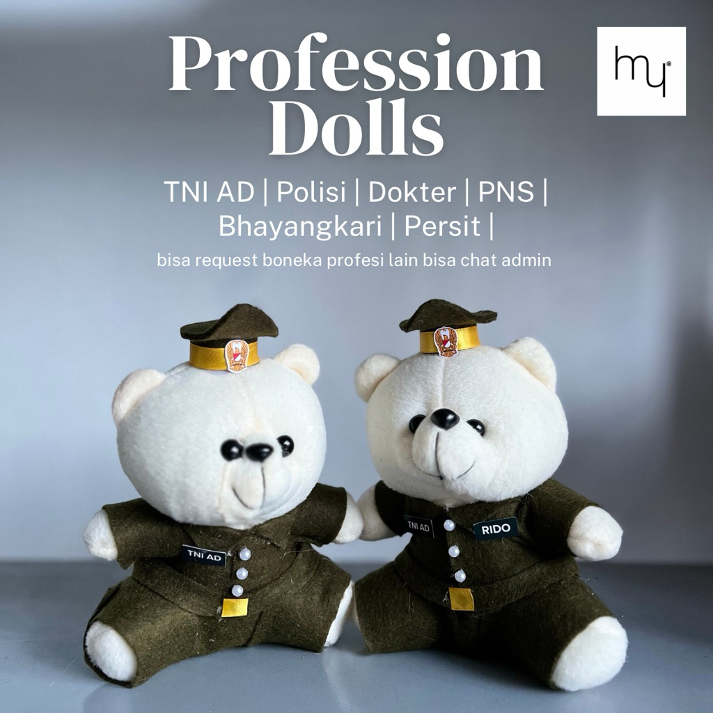 HOOMEY - Boneka Profesi Premium 15cm | Mini Doll Profession | Boneka Polisi | Boneka Tentara | Bonek