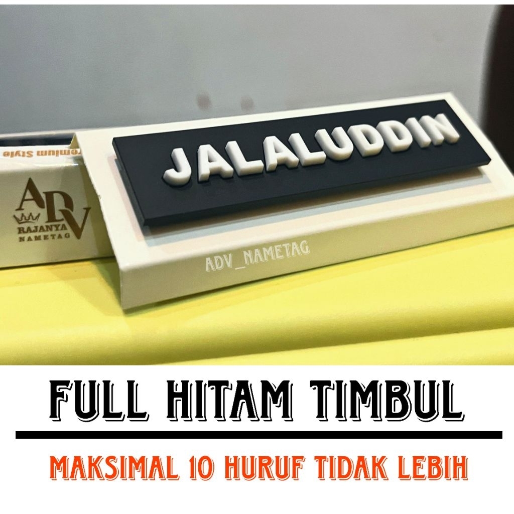 

NAMETAG TIMBUL - PAPAN NAMA TIMBUL Maksimal 10 Huruf
