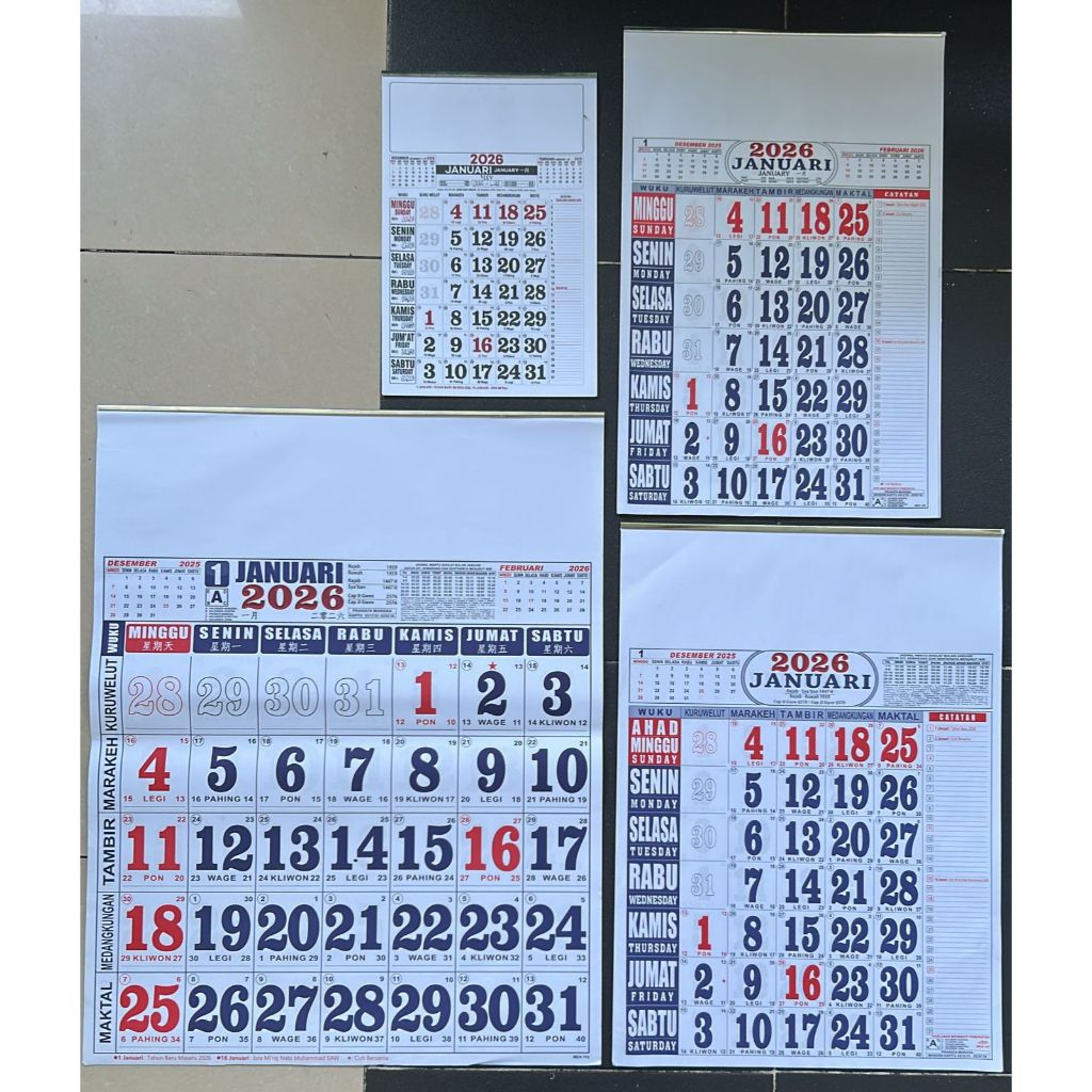 

Kalender Kerja 2026 jumbo medium standard