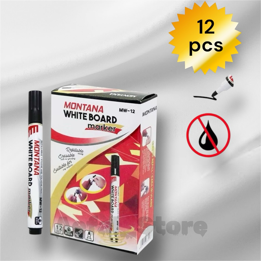 

12 pcs Spidol White Board Montana Originalll