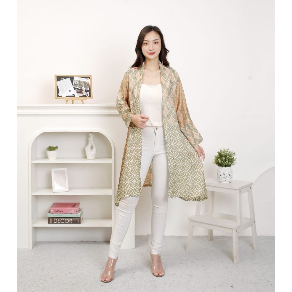 Outer batik ,outer batik viscos ,kardigan motif, outer panjang