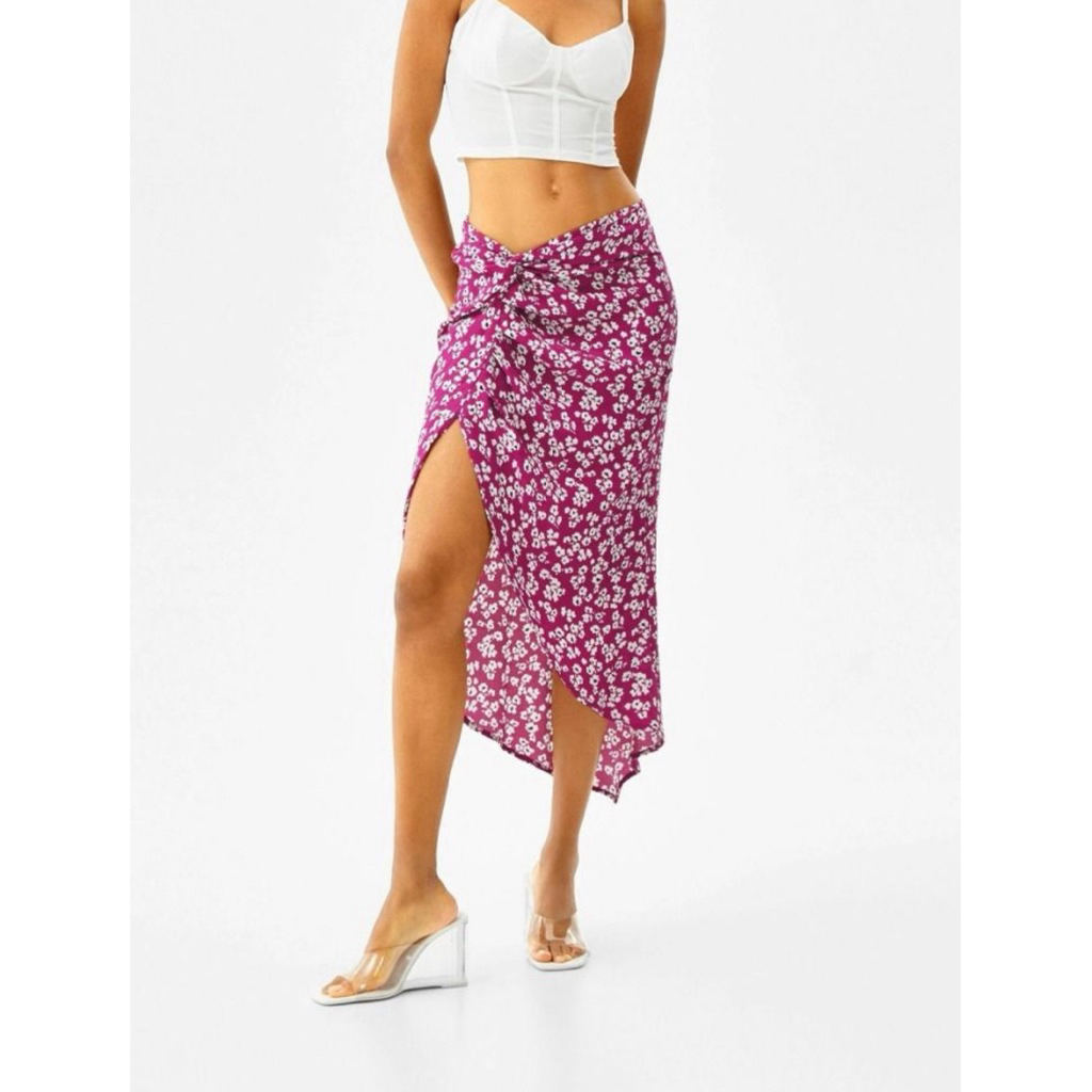 Bershka floral purple skirt