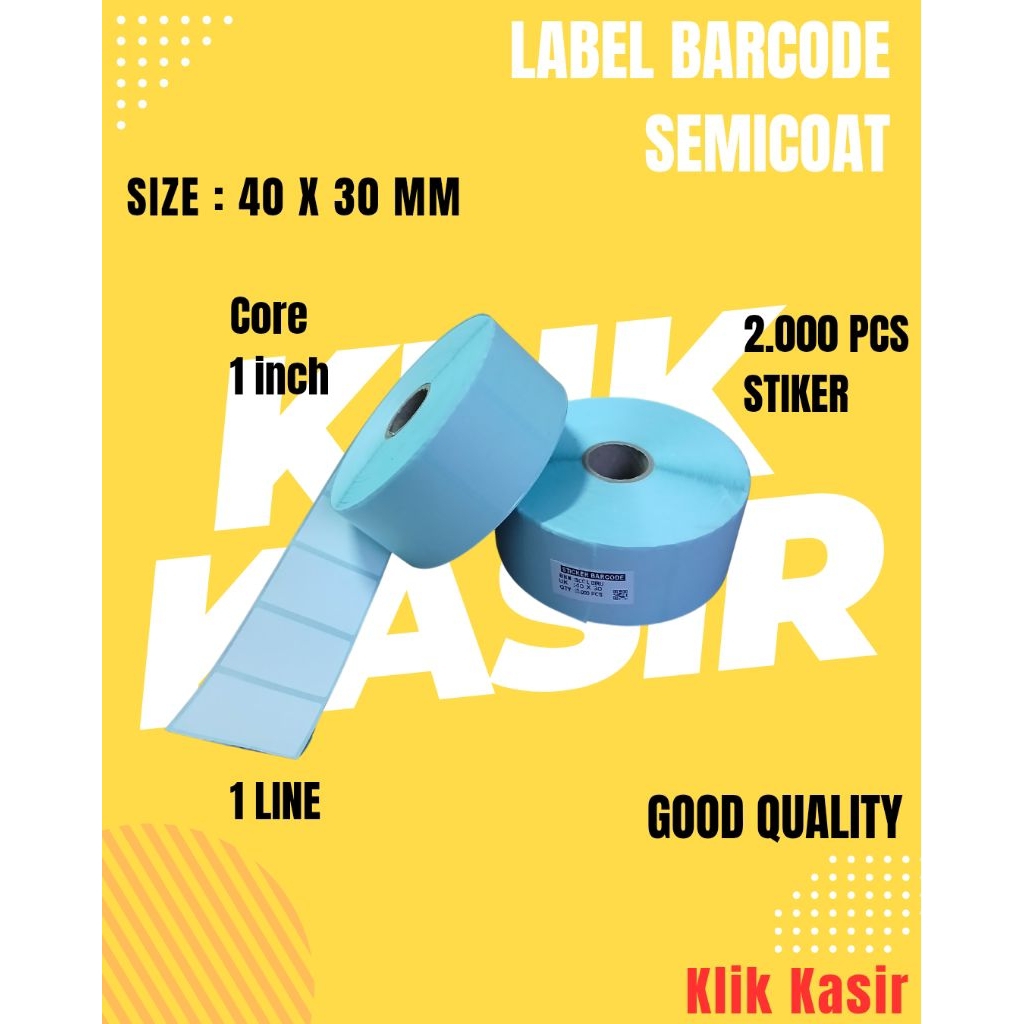 

Label barcode semicoat uk. 40 x 30 / Sticker barcode harga /Sticker barcode