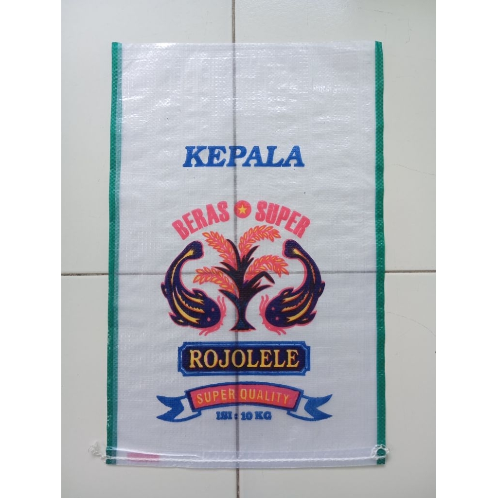 Karung beras 10kg ukuran 35x55cm cap Rojolele Quality