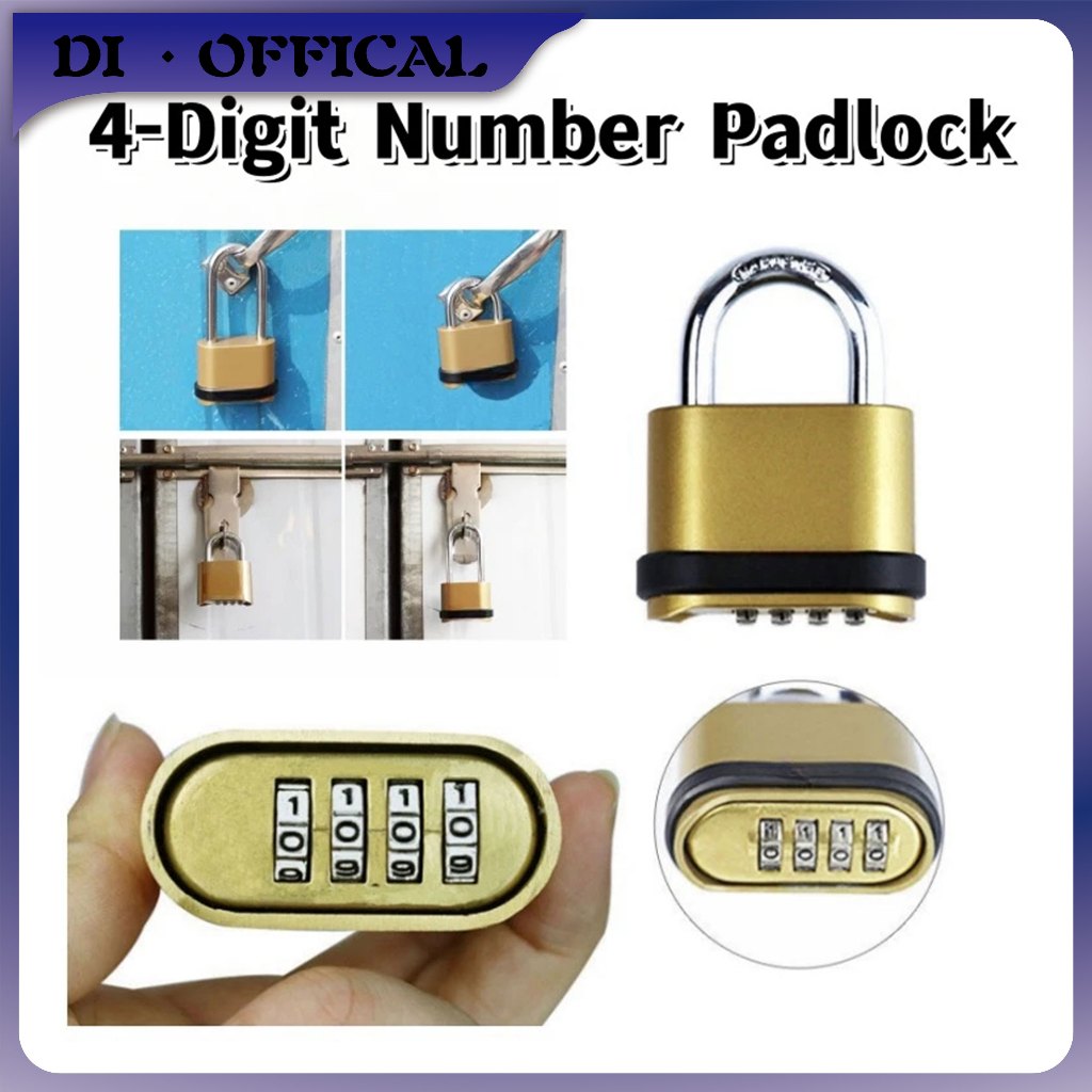 Gembok Padlock Kode Angka Kombinasi 4 Digit Anti Air Gembok Padlock Kunci untuk Pagar Rumah Anti Mal