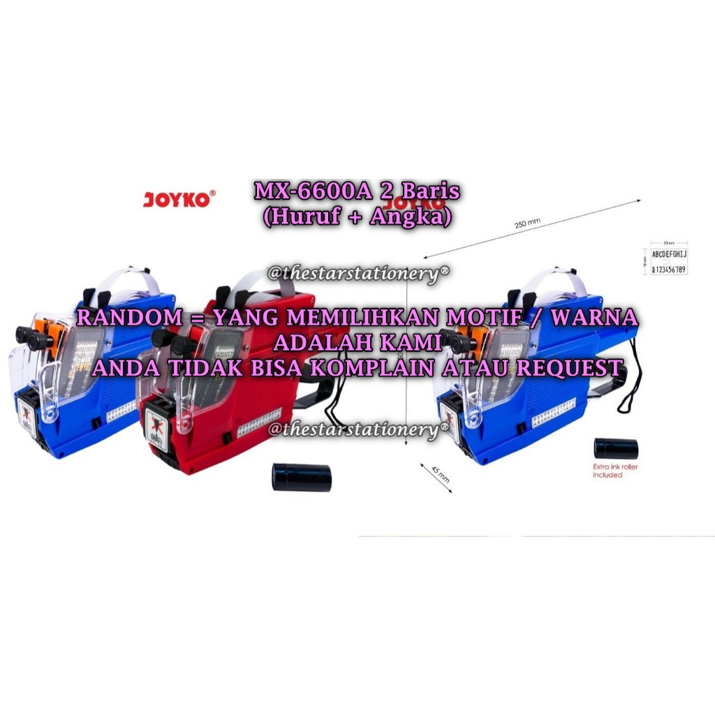 

(1 Biji) GROSIR Labeller JOYKO MX-6600A 2 Baris 10 Digits / Alat Label Harga Joyko MX-6600A (1 Biji)