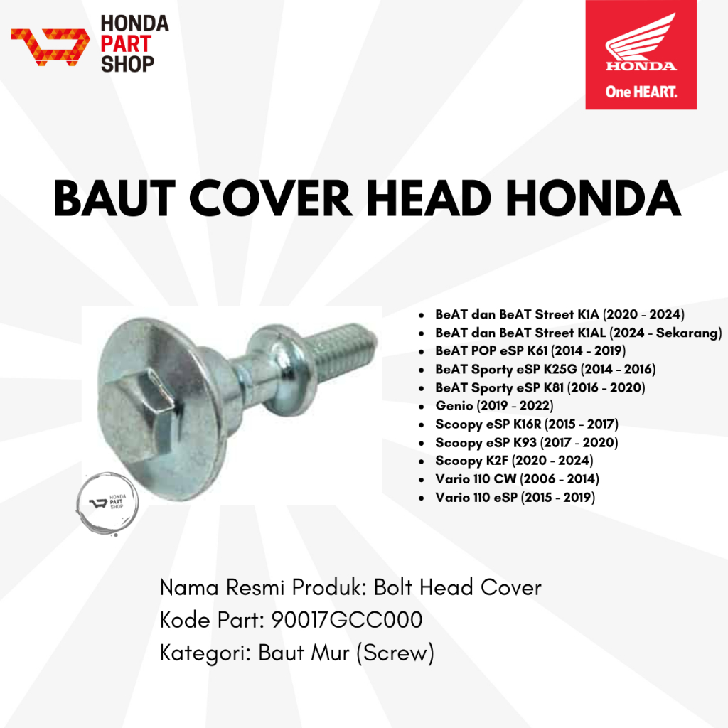90017GCC000 Baut Cover Head Honda