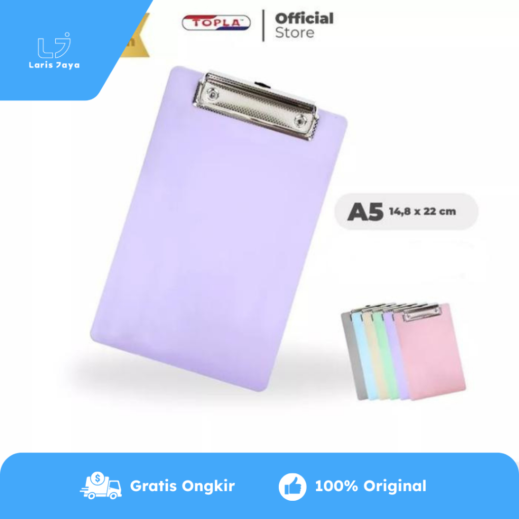 

1 LSN / 12 Pcs Clipboard Topla 707 A5 Pastel ( 14.8cm x 22cm ) Papan Jalan Cafe Kafe