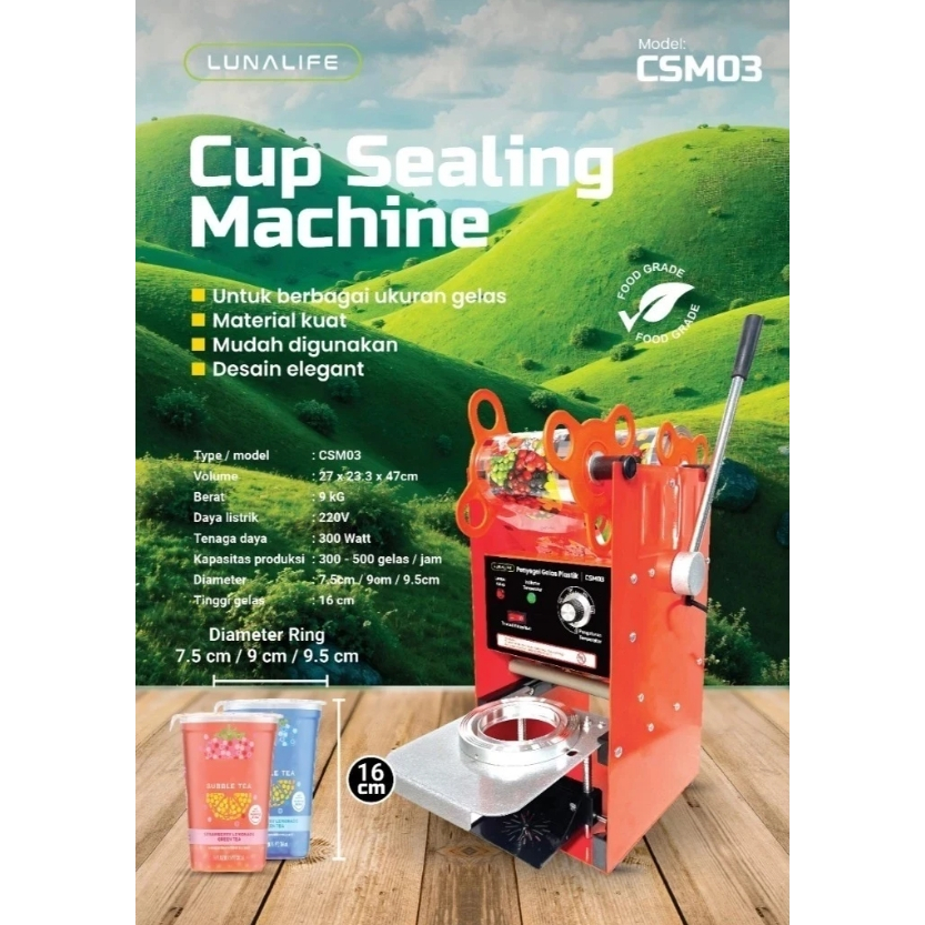 Mesin Cup Sealer LUNALIFE CSM03 - Mesin Press Cup Untuk Gelas 22oz GARANSI RESMI