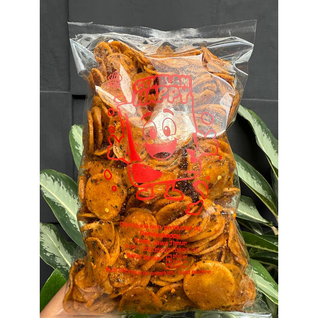 Moring Cimol Kering Pedas Chili Oil Cemilan Happy cemilan asin keripik renyah pedas
