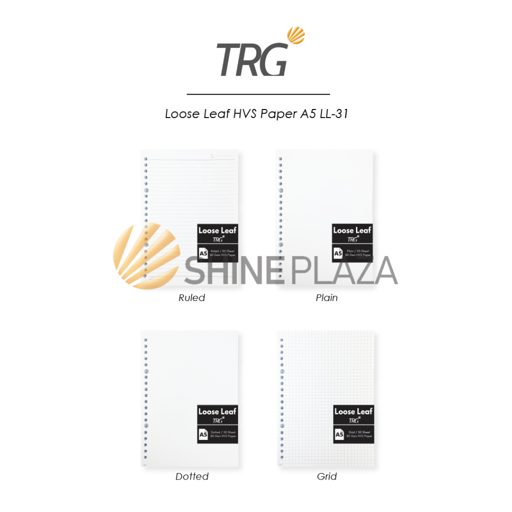 

TRG Isi Loose Leaf HVS Paper 20 Holes LL-31 A5 80gsm - Refill Kertas Binder Motif Ruled Dotted Grid Plain 80 gsm 1 Pak Isi 50 Lembar TRG