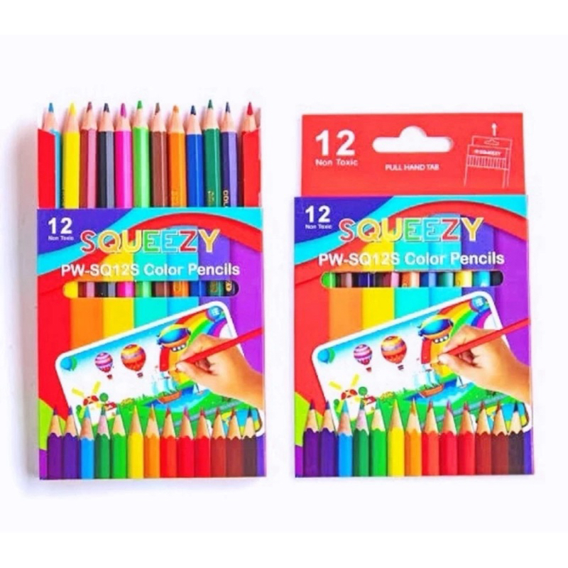 

SQUEEZY / SUNSHINE COLORING PENCILS - PENSIL WARNA MURAH MINI PENDEK PANJANG 12 WARNA