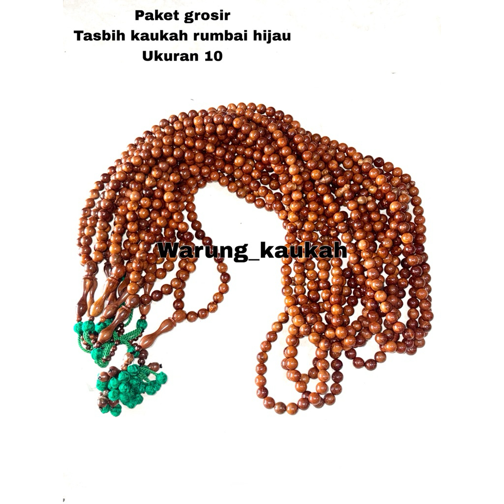PAKET GROSIR TASBIH KAUKAH RUMBAI HIJAU UKURAN 10
